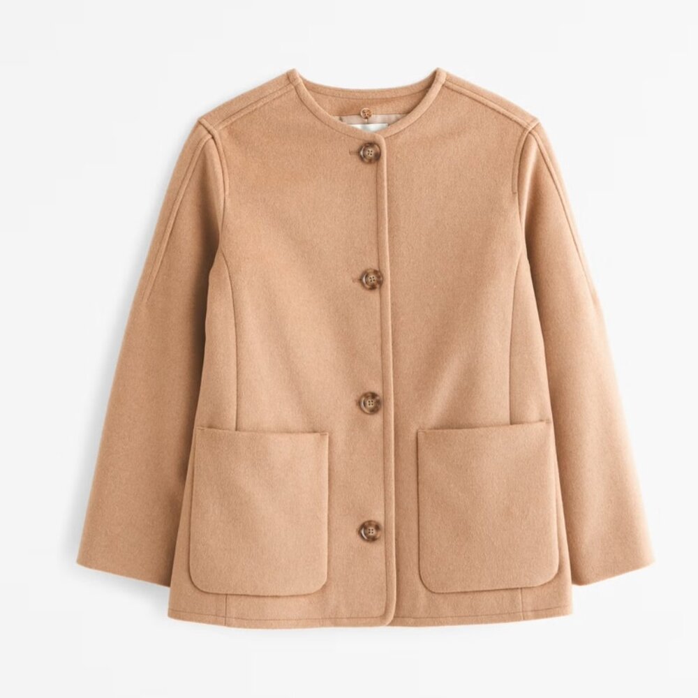 Abercrombie & Fitch Removable Scarf Wool-Blend Coat - Camel (NWT) - Picture 2 of 5